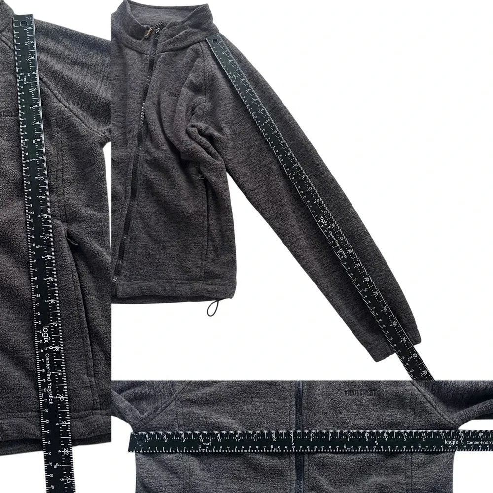 Trail Crest Kid M Charcoal Heather Gray Fleece Full Zip Outdoor Adventure Jacket